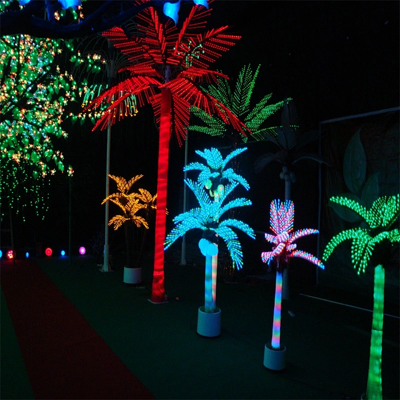 Customized hot sale plastic artificial coconut palm tree light for christmas