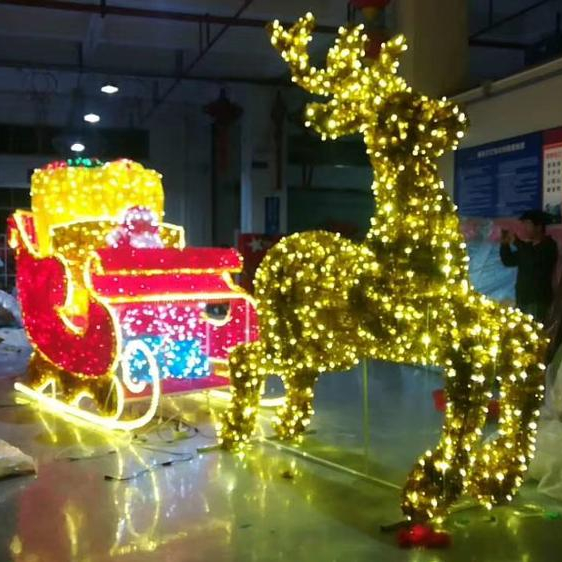 hot sale cute led Christmas deer cart light street decoration motif light/ led pole decoration led street motif/ street decoration motif light/ led pole decoration