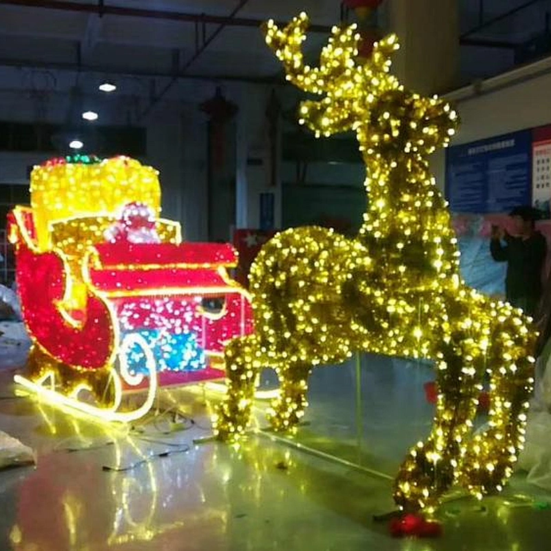 hot sale cute led Christmas deer cart light street decoration motif light/ led pole decoration led street motif/ street decoration motif light/ led pole decoration