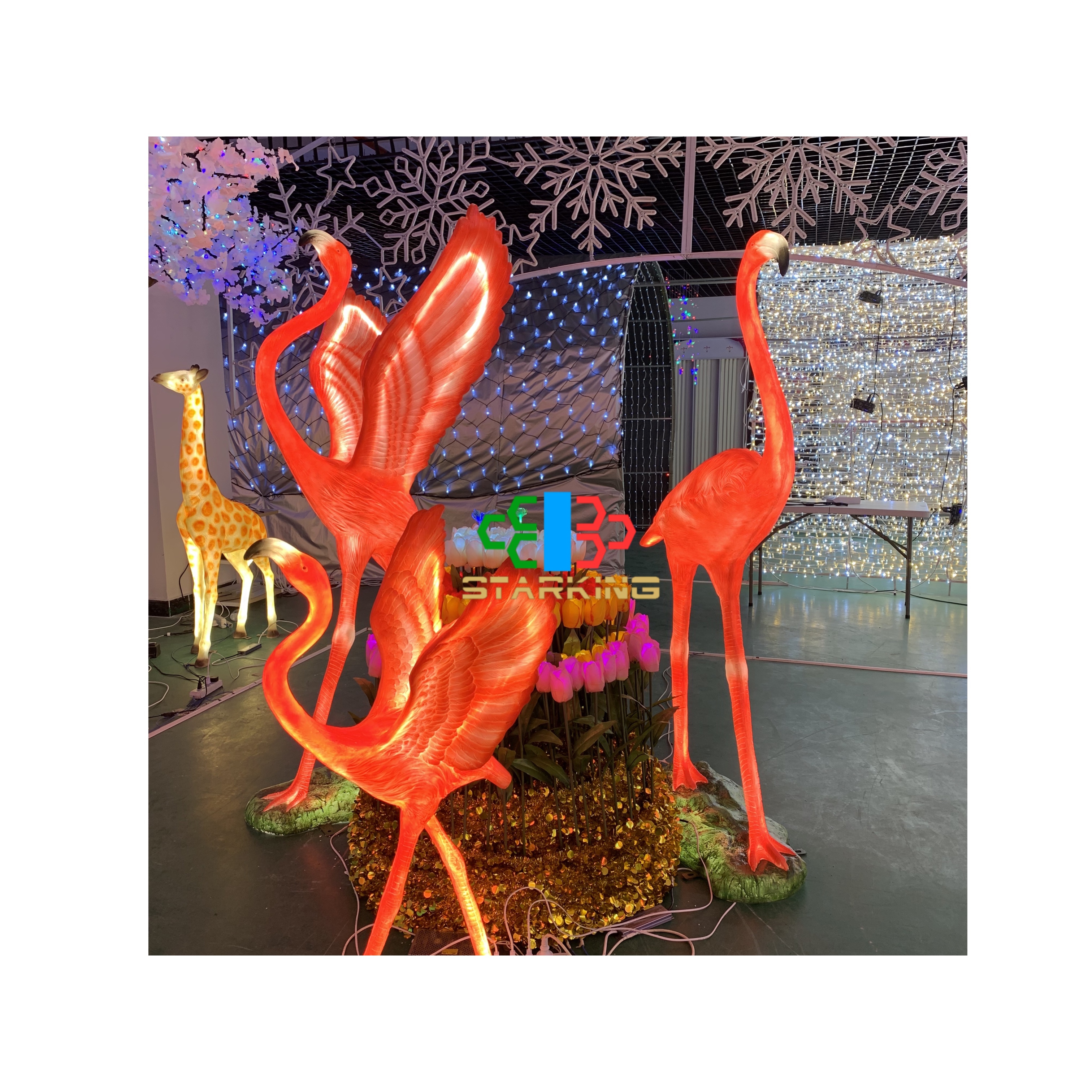 Commercial Christmas Decorations flamingo Sculpture 3d Led Light