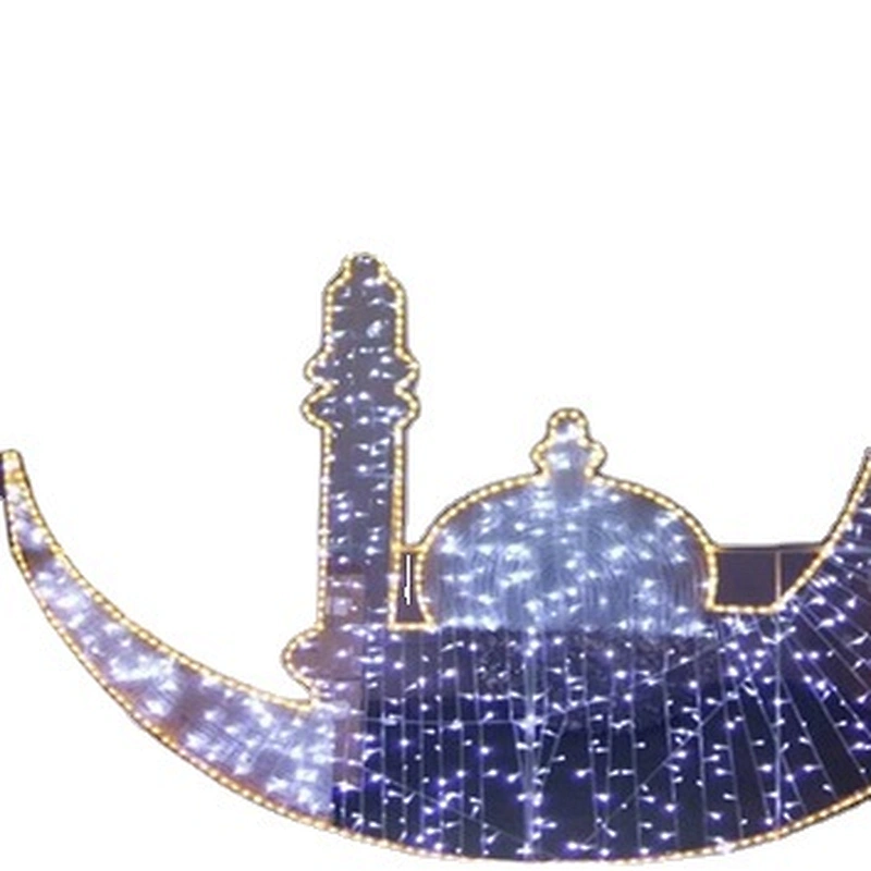 2D cross street eid crescent Ramadan  The  Moon and candles Outdoor waterproof landscape decoration  led motif light