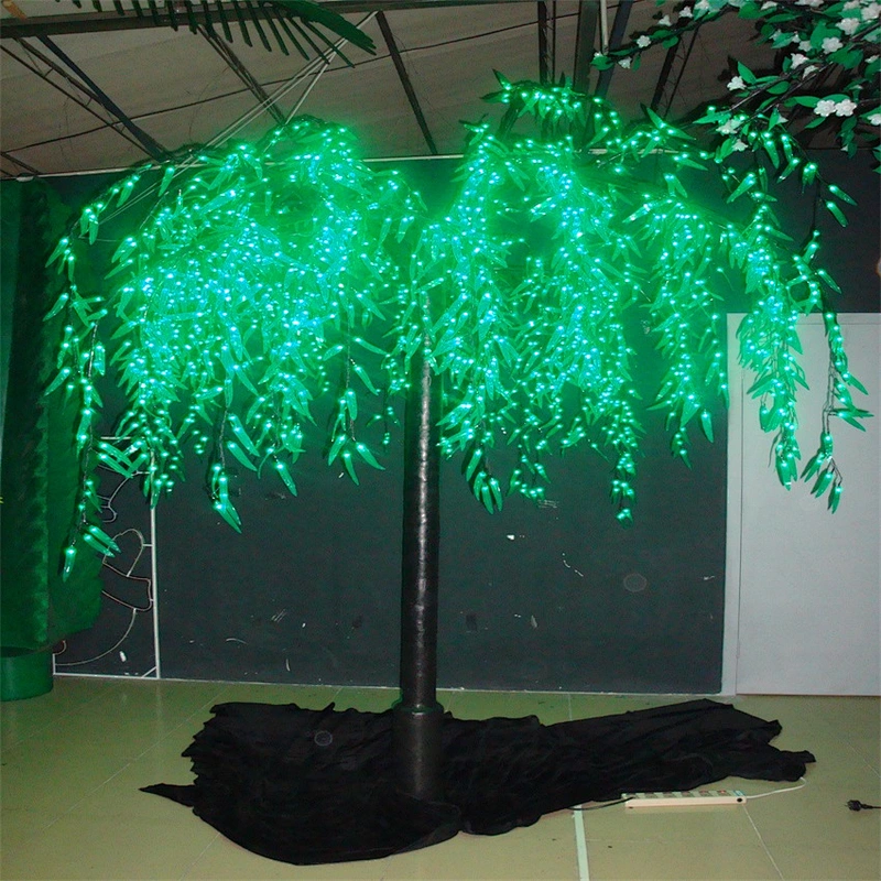 Promotional green outdoor artificial led willow tree/weeping led willow tree lighting