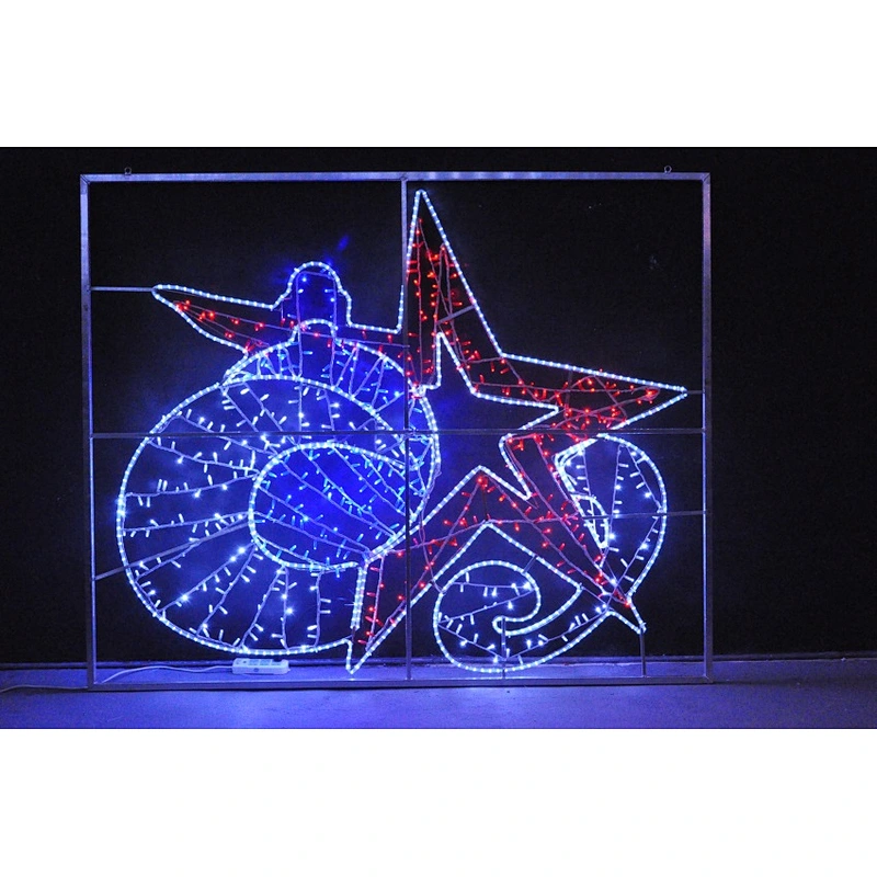 Outdoor christmas festival pole decoration santa star gift box rope 2d 3d street led motif light