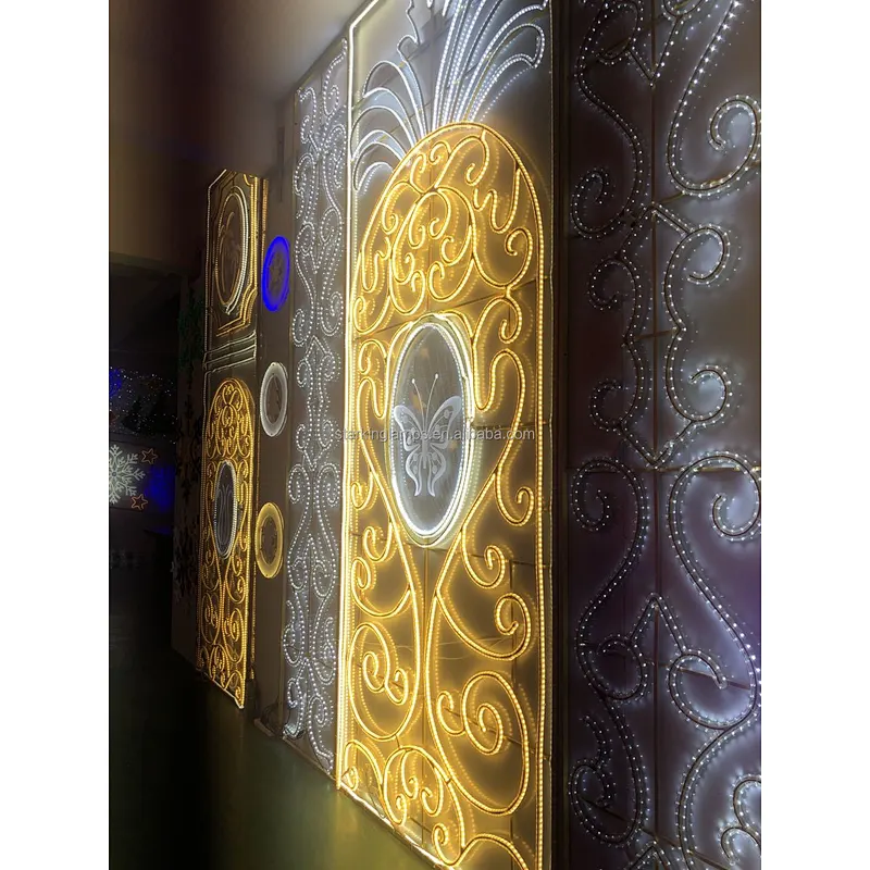 2D cross street eid crescent Ramadan  The  Moon and candles Outdoor waterproof landscape decoration  led motif light