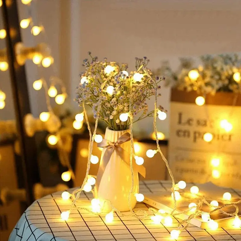 Outdoor Garland Warm White Waterproof  Christmas Tree Decorative Fairy Light Mini LED Globe Ball String Light