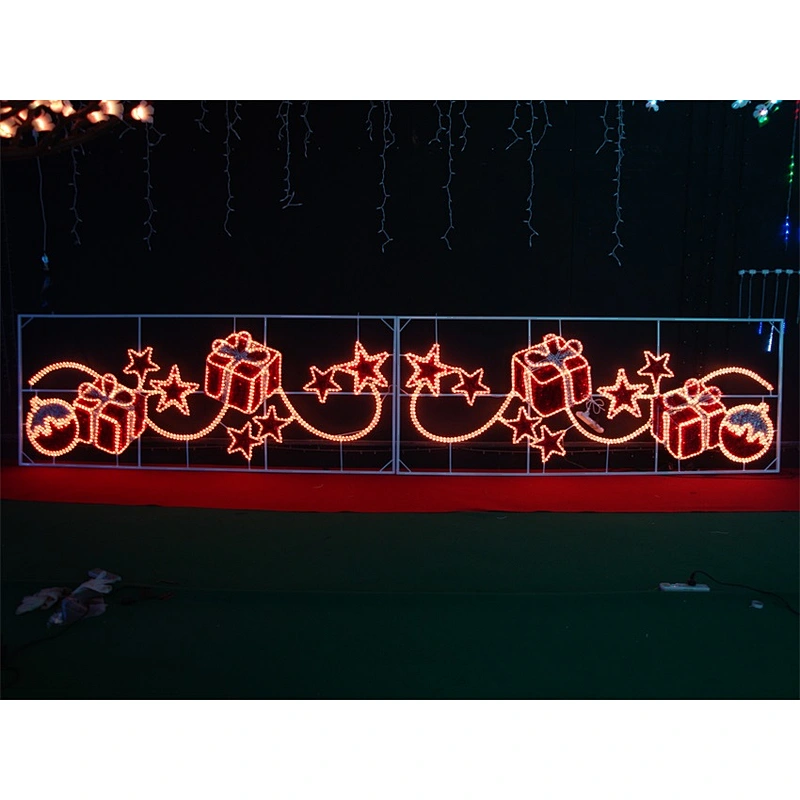 Outdoor christmas festival pole decoration santa star gift box rope 2d 3d street led motif light
