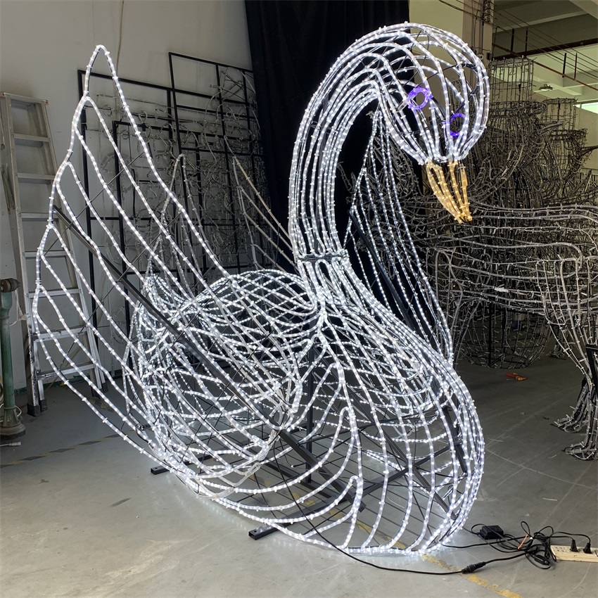 3D swan motif light 2 meter height LED Christmas motif light