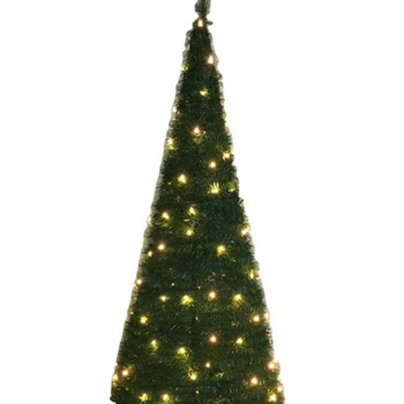 6.5 ft height artificial pine dark green PVC garland Christmas tree with LED light for decoration