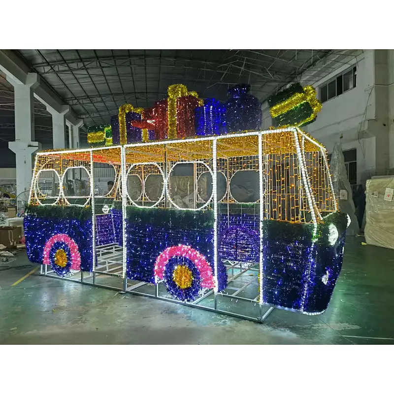 3D Bus Christmas Gift Box decorative light