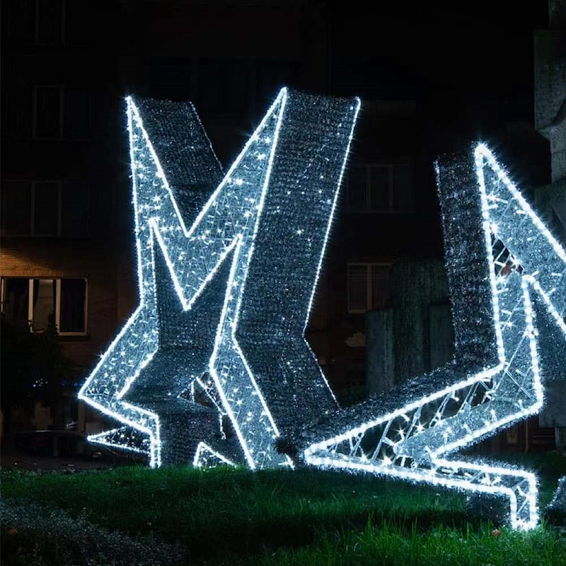 New 2d led moon and star shape motif light for ramadan Eid mubarak street decorations outdoor