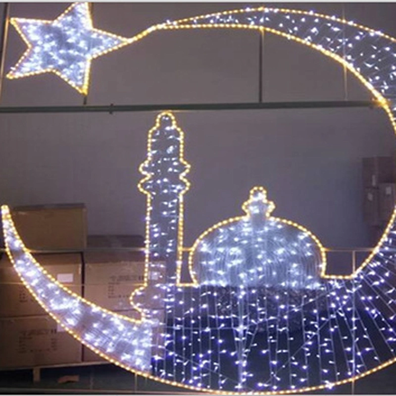 New 2d led moon and star shape motif light for ramadan Eid mubarak street decorations outdoor