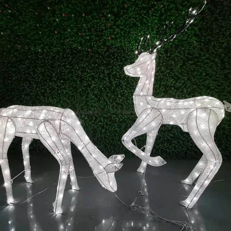 mini copper wire LED Christmas Reindeer Sled Rope String Deer Lights Motif Light