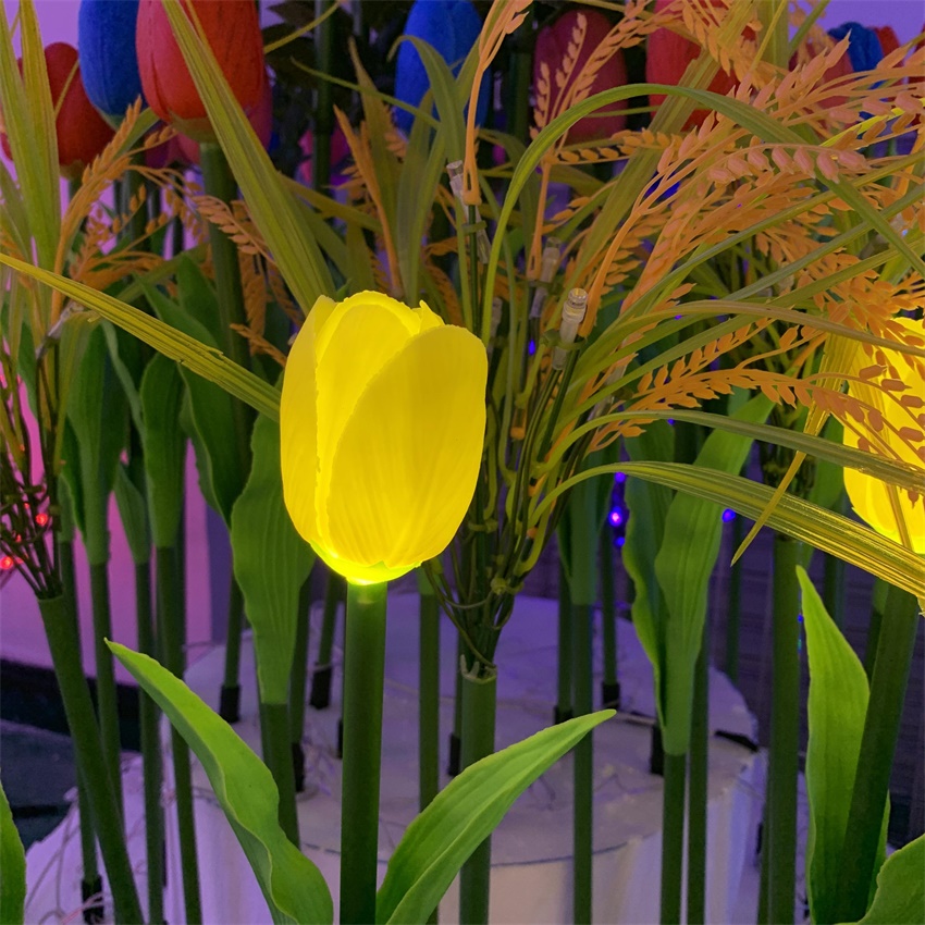 The Artificial  tulip Garden courtyard landscape home pathway decoration waterproof  wholesale led flower  lights