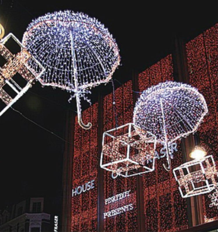 STARKING Outdoor Festive Christmas Across Street LED Decoration 3d Umbrella Motif Lights