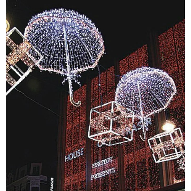 STARKING Outdoor Festive Christmas Across Street LED Decoration 3d Umbrella Motif Lights