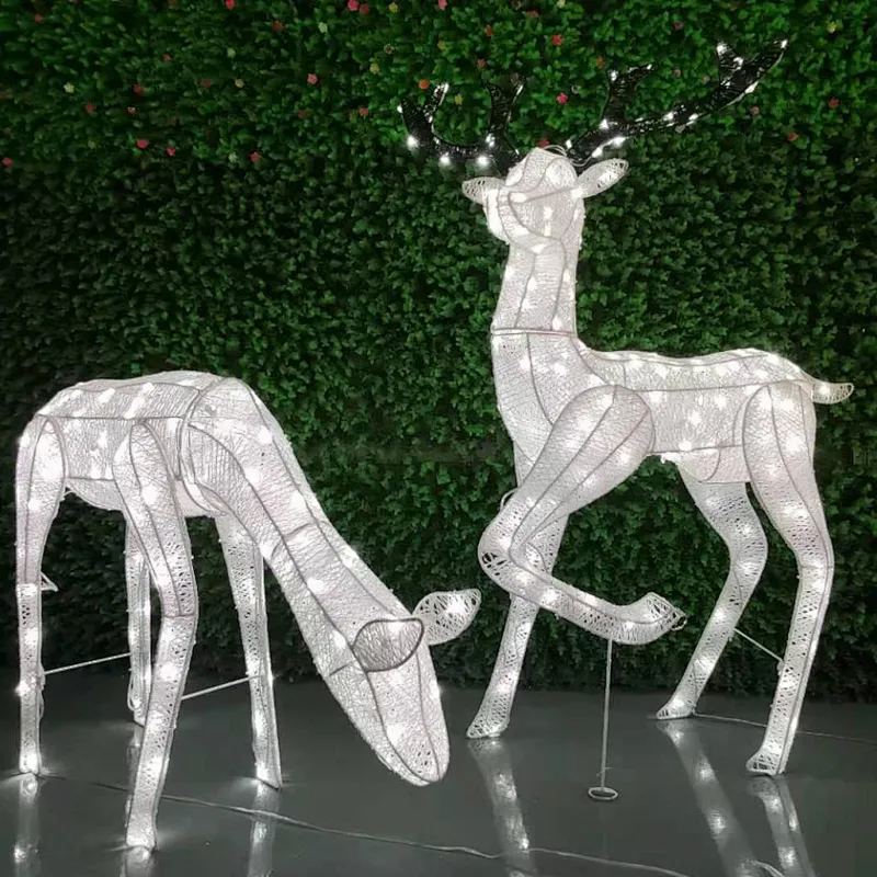 mini copper wire LED Christmas Reindeer Sled Rope String Deer Lights Motif Light