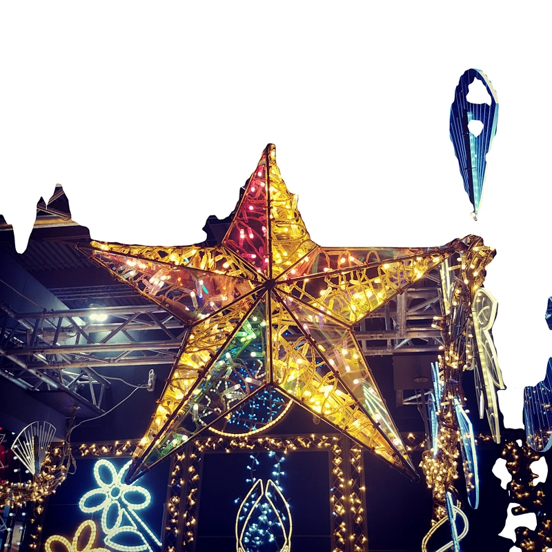 3D LED Outdoor  waterproof scintillating dream mall theme park decorated with resistant pentagram pattern motif  lights
