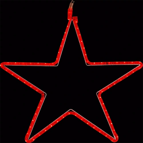 2D hanging LED The iron  red pentagram star motif light  for  Christmas holiday landscape decoration  Customizable pattern