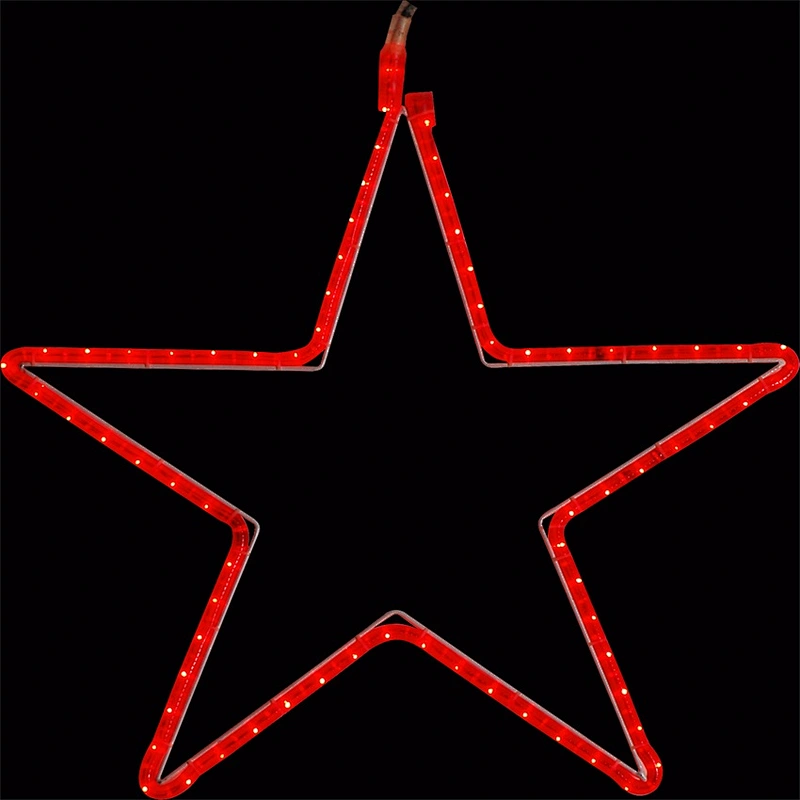 2D hanging LED The iron  red pentagram star motif light  for  Christmas holiday landscape decoration  Customizable pattern