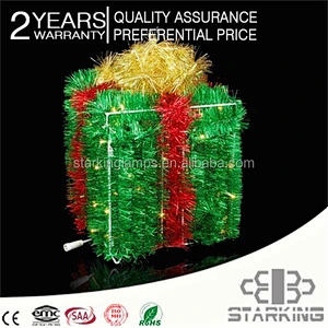 3D festival commercial landscape design project Road square park decoration large gift box LED motif light