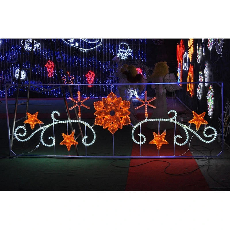 Outdoor christmas festival pole decoration santa star gift box rope 2d 3d street led motif light