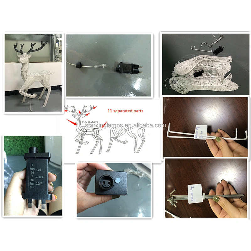 3D deer white light  New Year Christmas ornaments LED Sculpture motif light landscape customized  luminous decoration