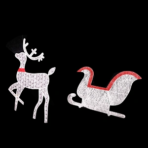 Factory Outdoor led 3d sculpture Santa Claus deer motif christmas light Plush Animals Reindeer Motif Light