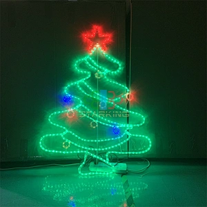 customizable  Foldable IP65 2D hanging  luminous Christmas tree LED motif light plaza mall  landscape decoration