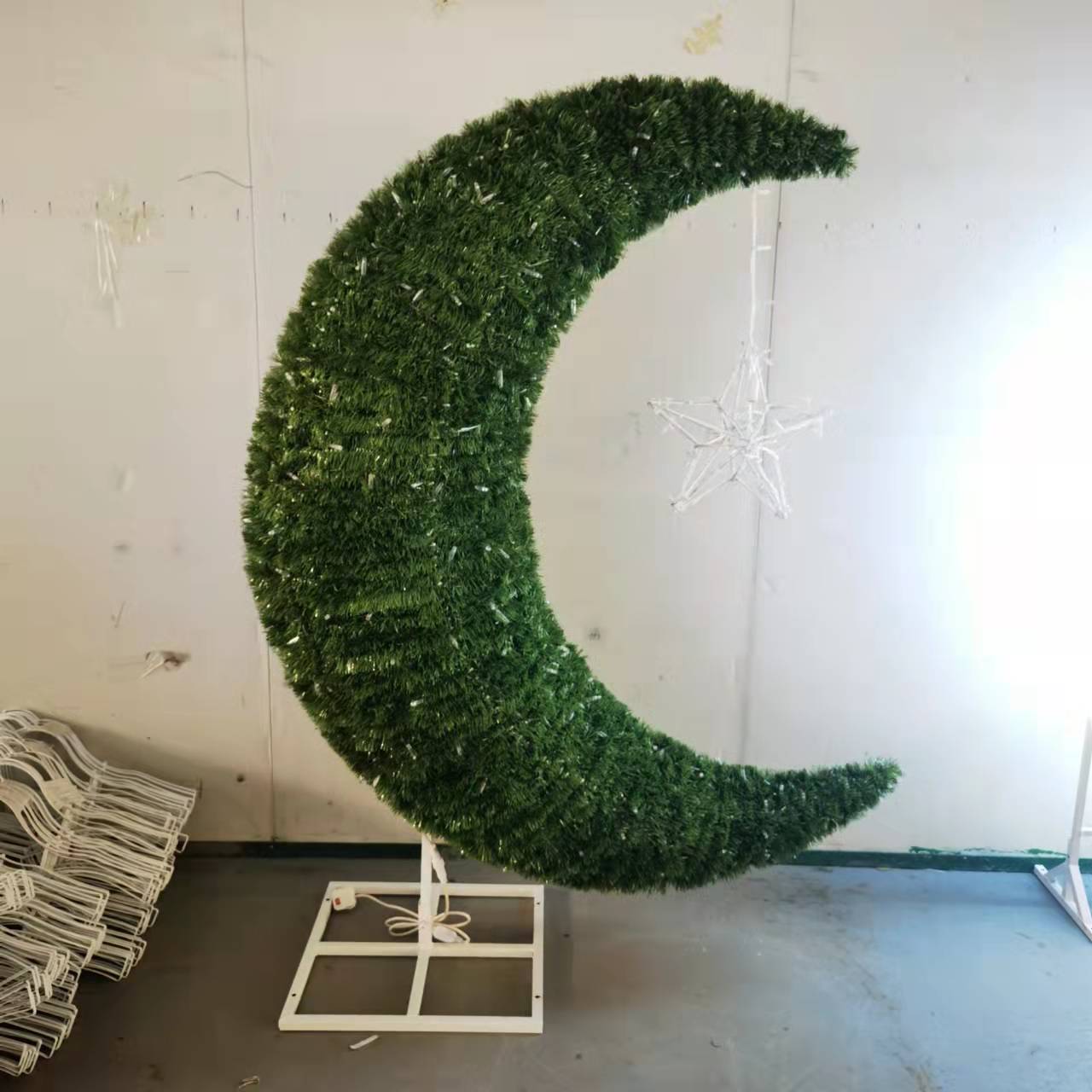 3D Meniscus with stars eid crescent  Ramadan  The Moon Outdoor waterproof landscape decoration  led motif light