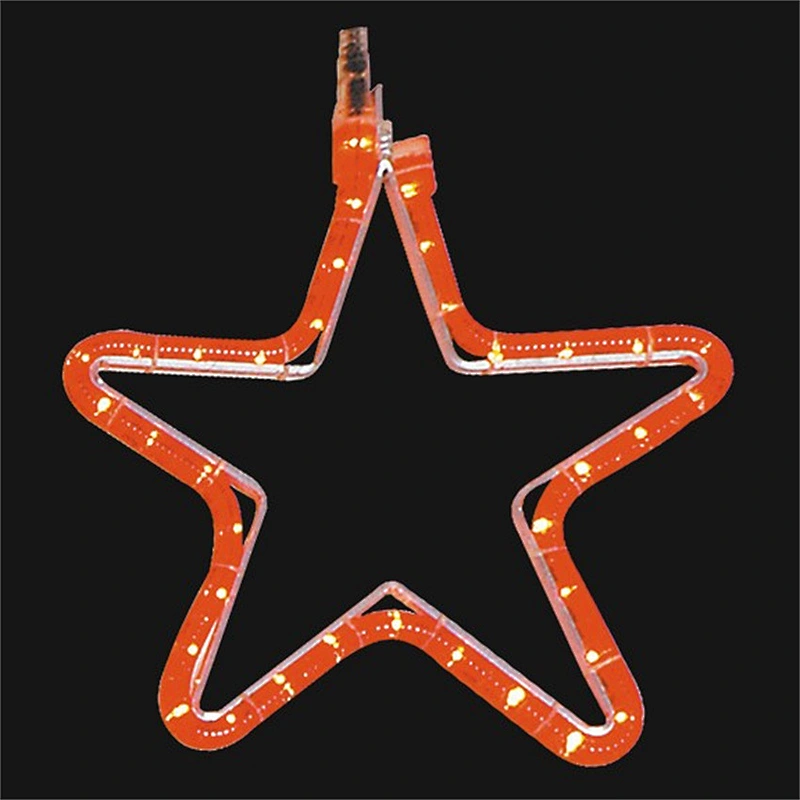 2D hanging LED The iron  red pentagram star motif light  for  Christmas holiday landscape decoration  Customizable pattern