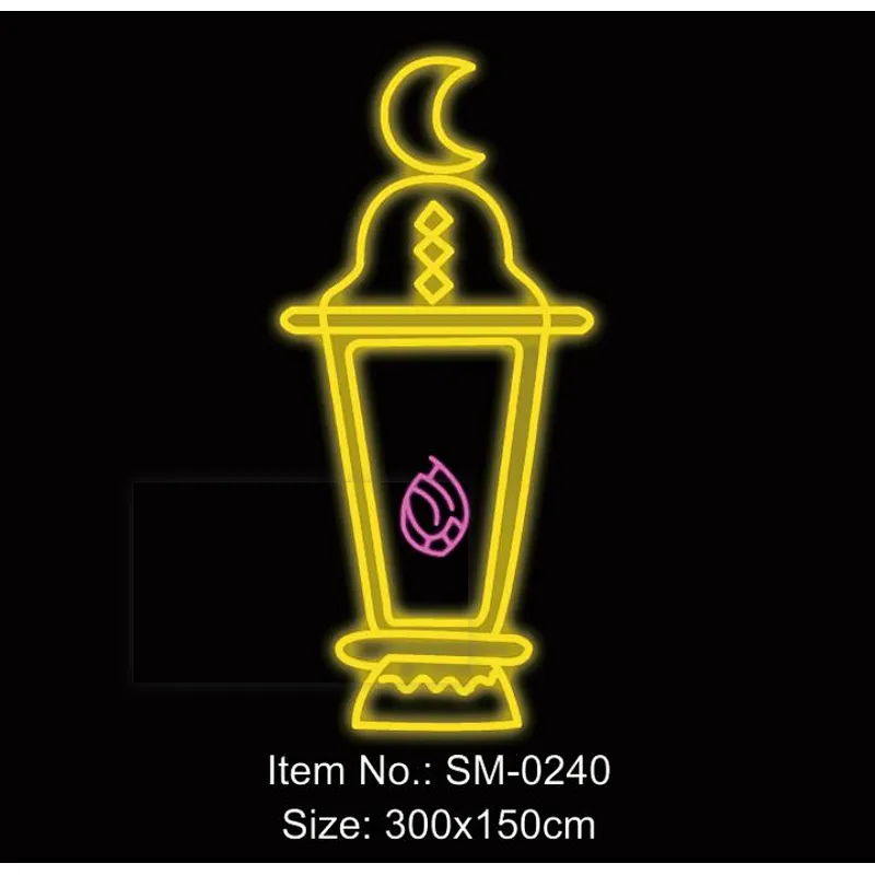 2D  eid crescent  Ramadan  The  Moon and candles Outdoor waterproof landscape decoration  led motif light