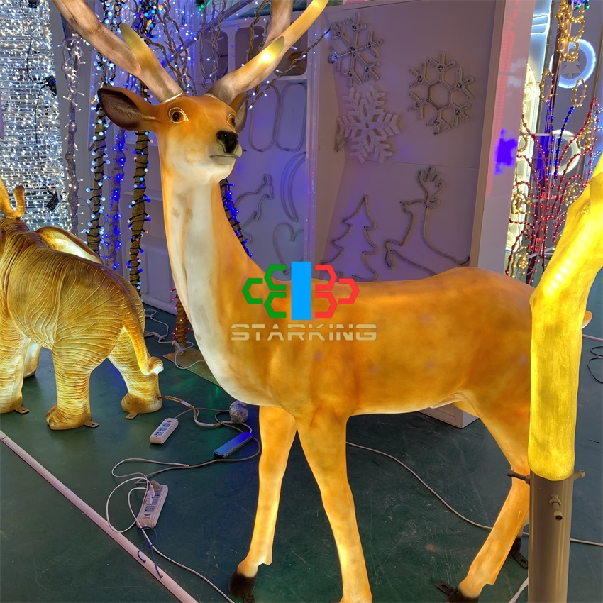 The deer 3D eposy  sculpture  wholesale Landscape of supermarket Square Christmas  Decorations  LED  motif Light