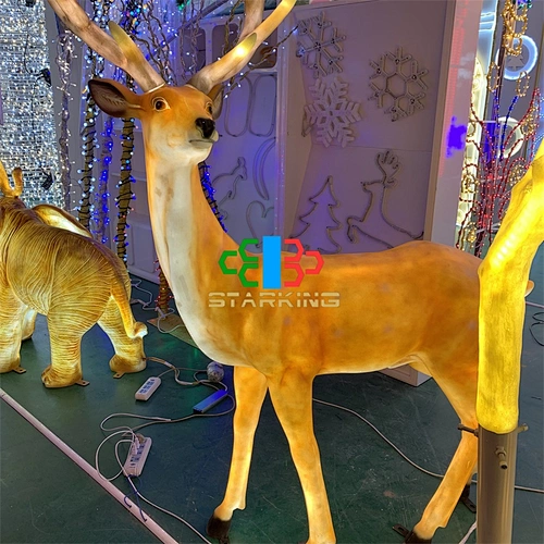 The deer 3D eposy  sculpture  wholesale Landscape of supermarket Square Christmas  Decorations  LED  motif Light
