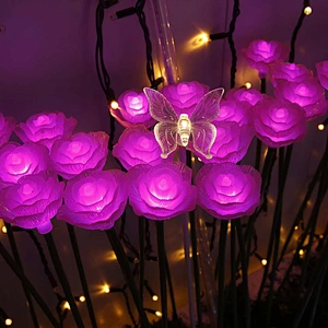 Artificial luminous rose Garden courtyard landscape home pathway decoration waterproof  led flower lights