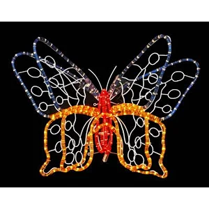 3D Aluminum Simulation luminous  Butterfly ornament Decoration wholesale Led  rope  motif Light