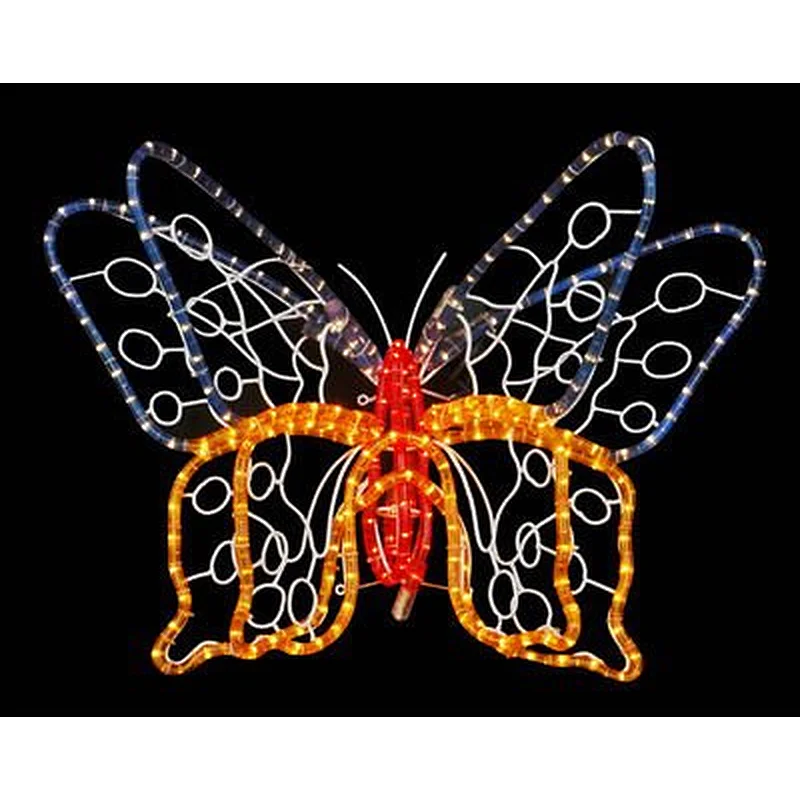 3D Aluminum Simulation luminous  Butterfly ornament Decoration wholesale Led  rope  motif Light