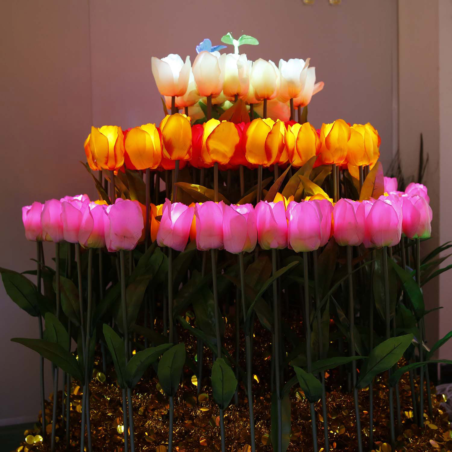 outdoor waterproof luminous colorful   Simulation Flower Courtyard Decoration Park Landscape Led Rose flower Light
