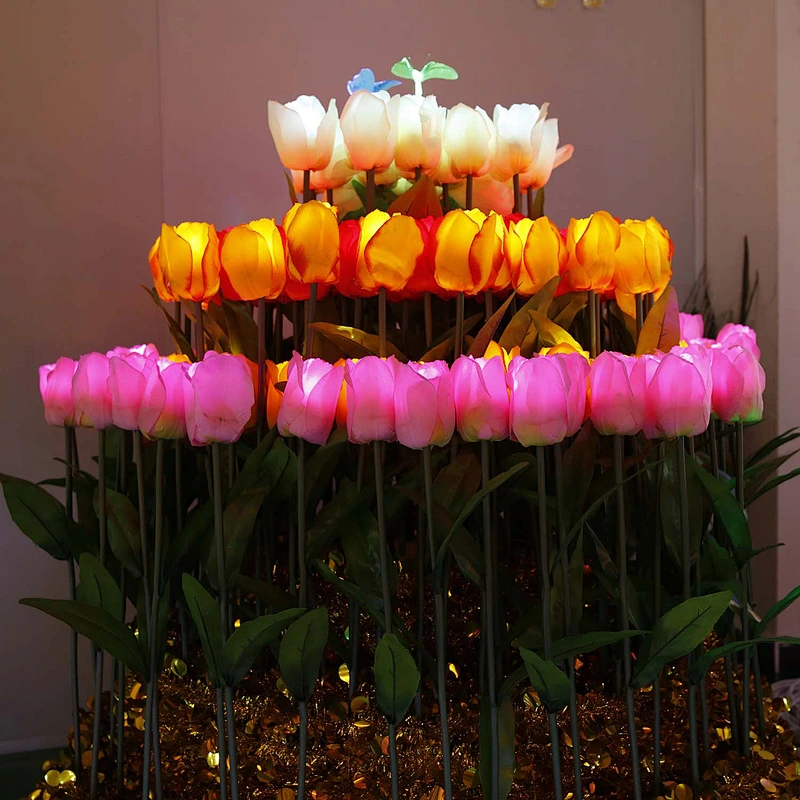 outdoor waterproof luminous colorful   Simulation Flower Courtyard Decoration Park Landscape Led Rose flower Light