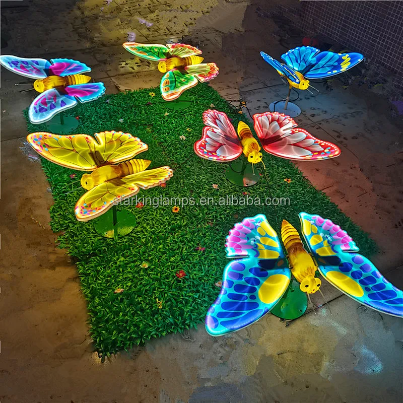 Outdoor waterproof Simulation luminous  Butterfly  ground Park Landscape Courtyard ornament Decoration wholesale Led  Light