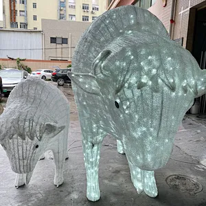 3D Parent-child cattle white light Christmas ornaments LED Sculpture motif light landscape customized  luminous decoration