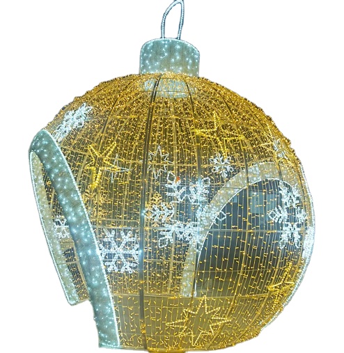Custom-made Outdoor 3D ball lights with snowflakes decoration high  motif giant Christmas led light up ball with two door