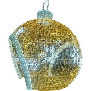 Custom-made Outdoor 3D ball lights with snowflakes decoration high  motif giant Christmas led light up ball with two door