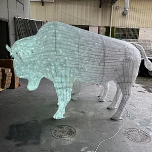 3D Parent-child cattle white light Christmas ornaments LED Sculpture motif light landscape customized  luminous decoration