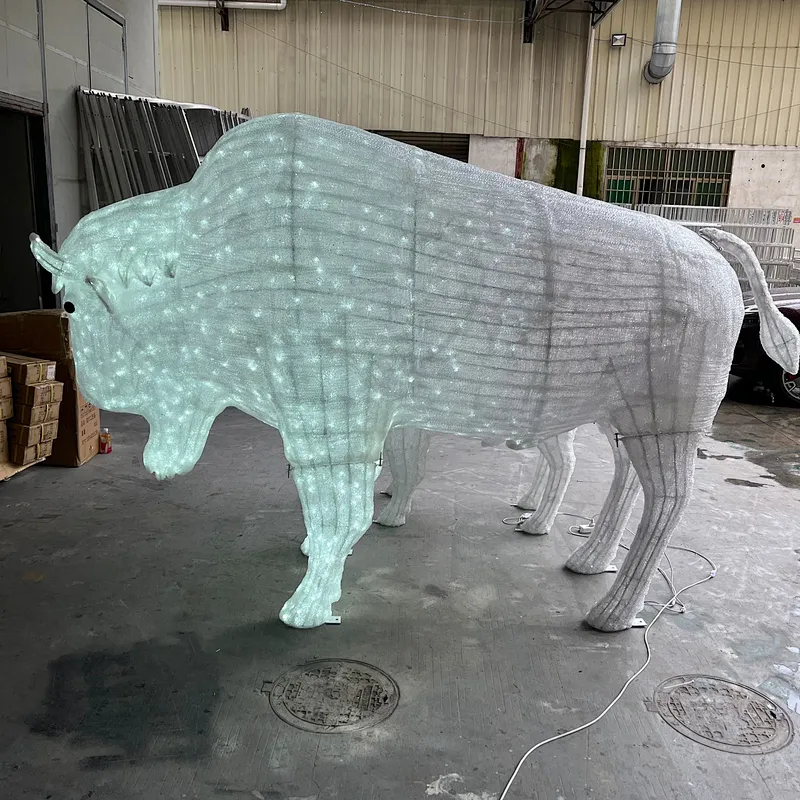 3D Parent-child cattle white light Christmas ornaments LED Sculpture motif light landscape customized  luminous decoration
