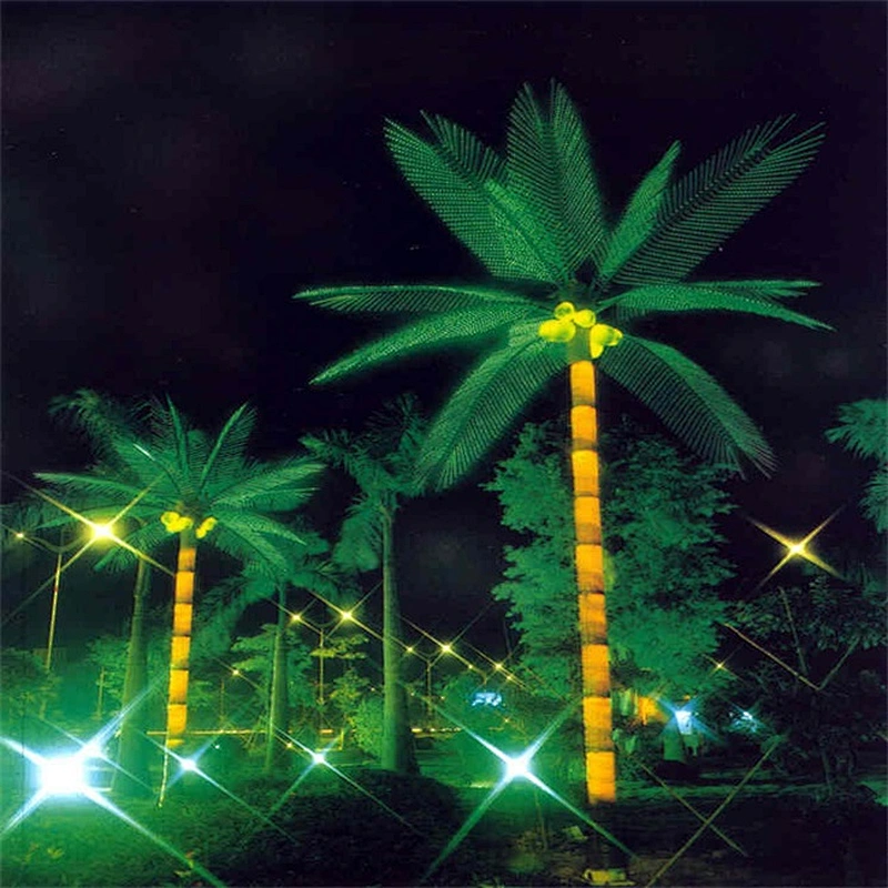 Artificial tropical coconut palm Plant trees with leaves and coconut fruits Synthetic plants