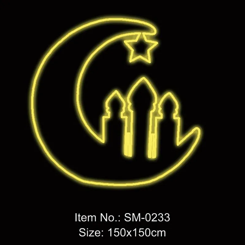 2D  Ramadan  The  Moon and candles Outdoor waterproof landscape decoration  led motif light
