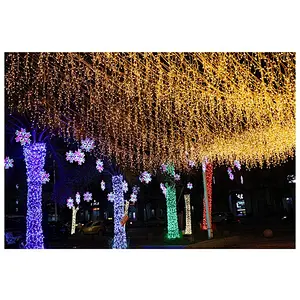connectable outdoor 220v 2X1.5M  300LEDS led curtain icicle lights white rubber cable for holiday Christmas decoration