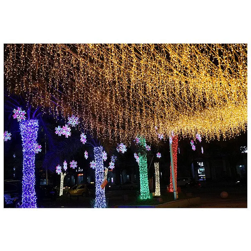 connectable outdoor 220v 2X1.5M  300LEDS led curtain icicle lights white rubber cable for holiday Christmas decoration