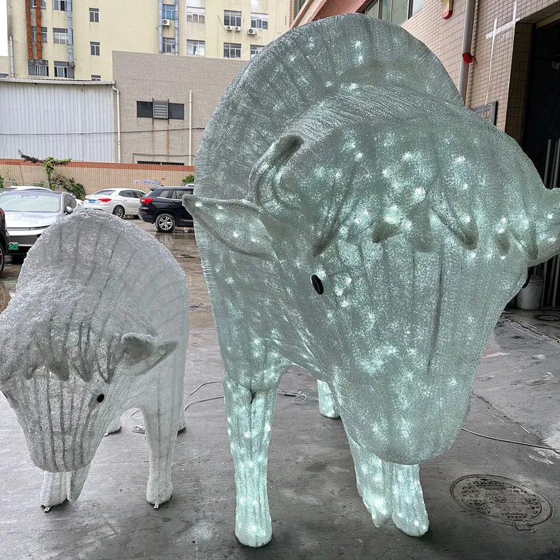 3D The cow  New Year Holiday  ornaments LED Sculpture motif light  customized landscape luminous  decoration