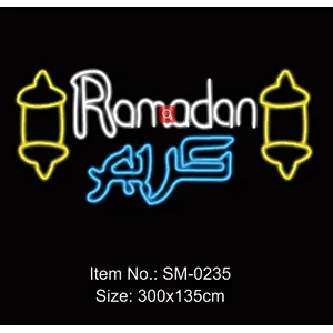 2D  eid crescent  Ramadan  The  Moon and candles Outdoor waterproof landscape decoration  led motif light